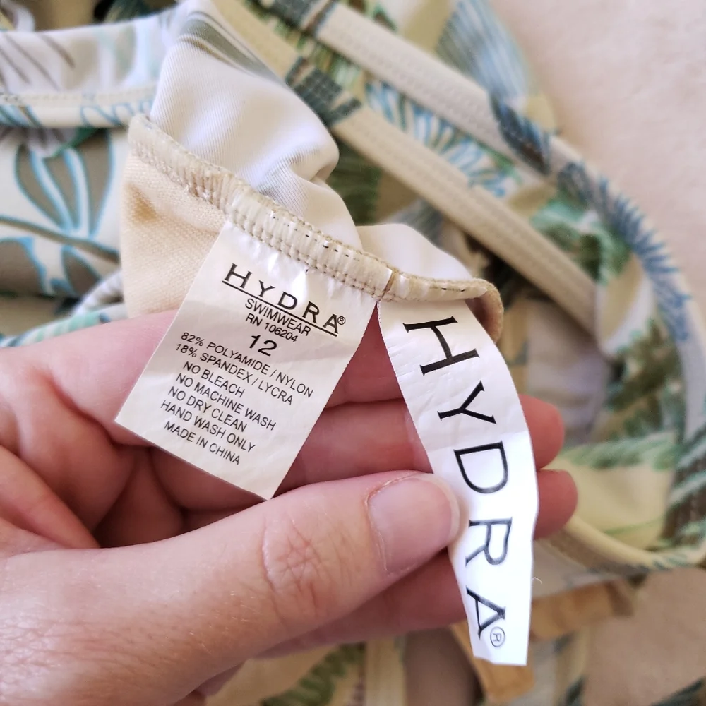 Hydra Swimwear Cream Yellow Brown Blue Green Floral One-Piece Swimsuit